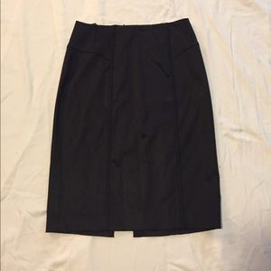 WHBM Black Heavy Satin Fitted Pencil Skirt